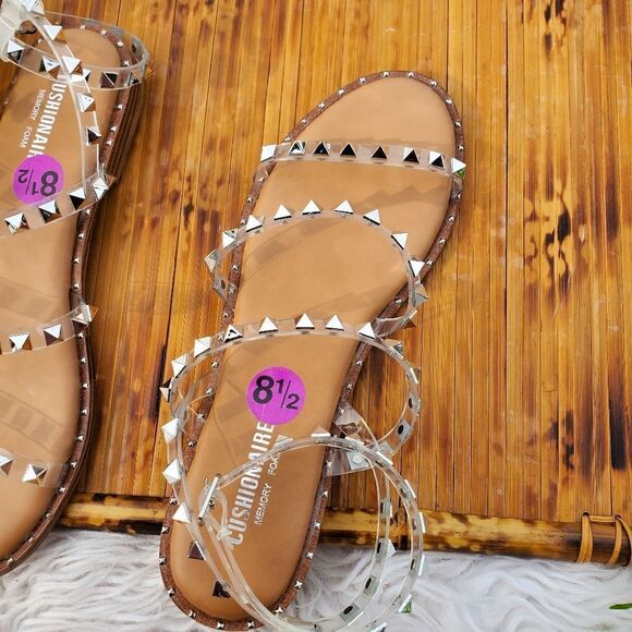 Cushionaire Transparent Studded Strappy Detail Memory Foam Sandals. Sz 8.5 - Picture 11 of 13